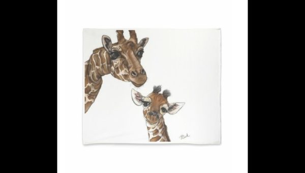Drawing of Parent and Baby Giraffe - Image 6