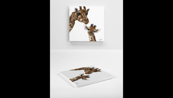 Drawing of Parent and Baby Giraffe - Image 4