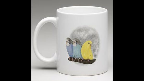 Drawing of Three Colourful Budgerigars - Image 2