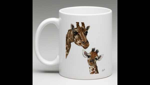 Drawing of Parent and Baby Giraffe - Image 2